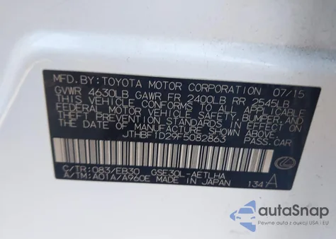 2015 Lexus Is 250 z USA, uszkodzony, nr VIN JTHBF1D29F5082863